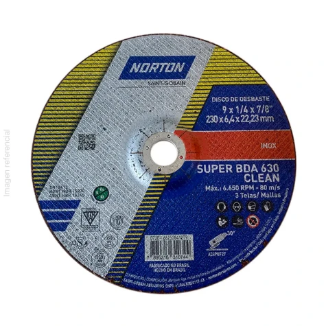 DISCO DESBASTE METAL NORTON  9" X 6,4MM