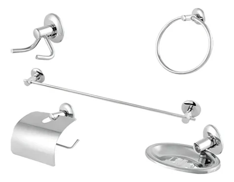 KIT P/ BAÑO CROMADO METAL 5 PZS